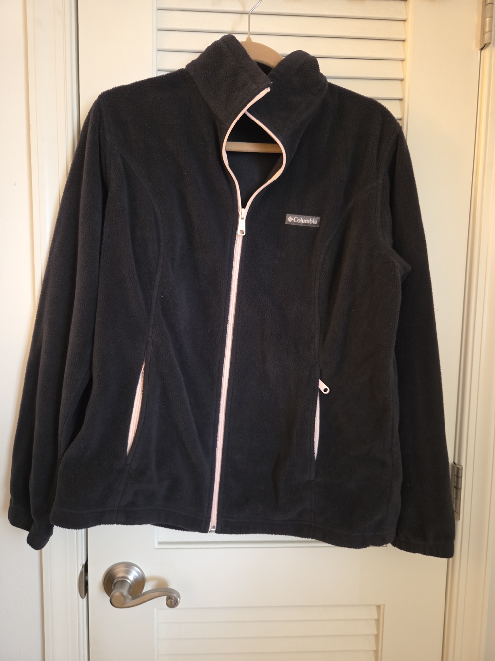 Columbia Women's Black Fleece Jacket with Pink Trim